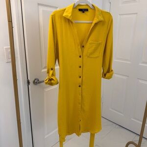 Fred David Yellow Long Sleeve Dress